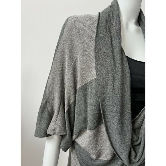 Splendid Womens Tunic Sweater Gray Stripe Short Sleeve Drape Neck Tight Knit M - Picture 4 of 12